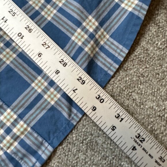 Patagonia Organic Cotton Blue & Cream Plaid Short Sleeve Button Down Size Medium - Picture 4 of 6